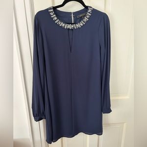 BCBG Navy Embellished Collar Dress